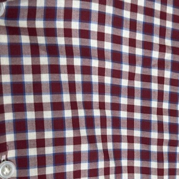 Peter Millar Collection Flex‎ Finish Small Maroon and White Plaid LS Button Down - Picture 6 of 7